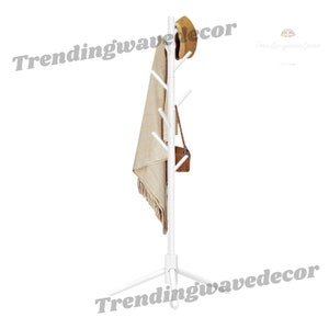 Wooden Coat Rack With 8 Hooks | Standing Coat Rack | Garment Rack | Clothing Rack | Laundry Coat Rack | Adjustable Coat Rack | Jacket Hanger