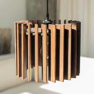 Handcrafted Wooden Pendant Lamp Shade, Modern Ceiling Light, Wooden Pendant Lamp, Wood Ceiling Lamp, Pendant Light, Chandelier Lighting