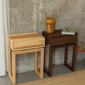 Mesa de cabeceira, decoração de quarto, mesa lateral de cabeceira, móveis artesanais, mesa de canto, mesa com gaveta, mesa de cabeceira flutuante