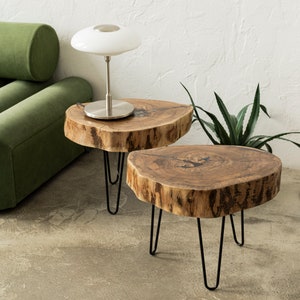 Natural Wood Side Table, Handmade Furniture, Home Decor, round coffee table, Rustic Wood Coffee Table, Mid Century Modern