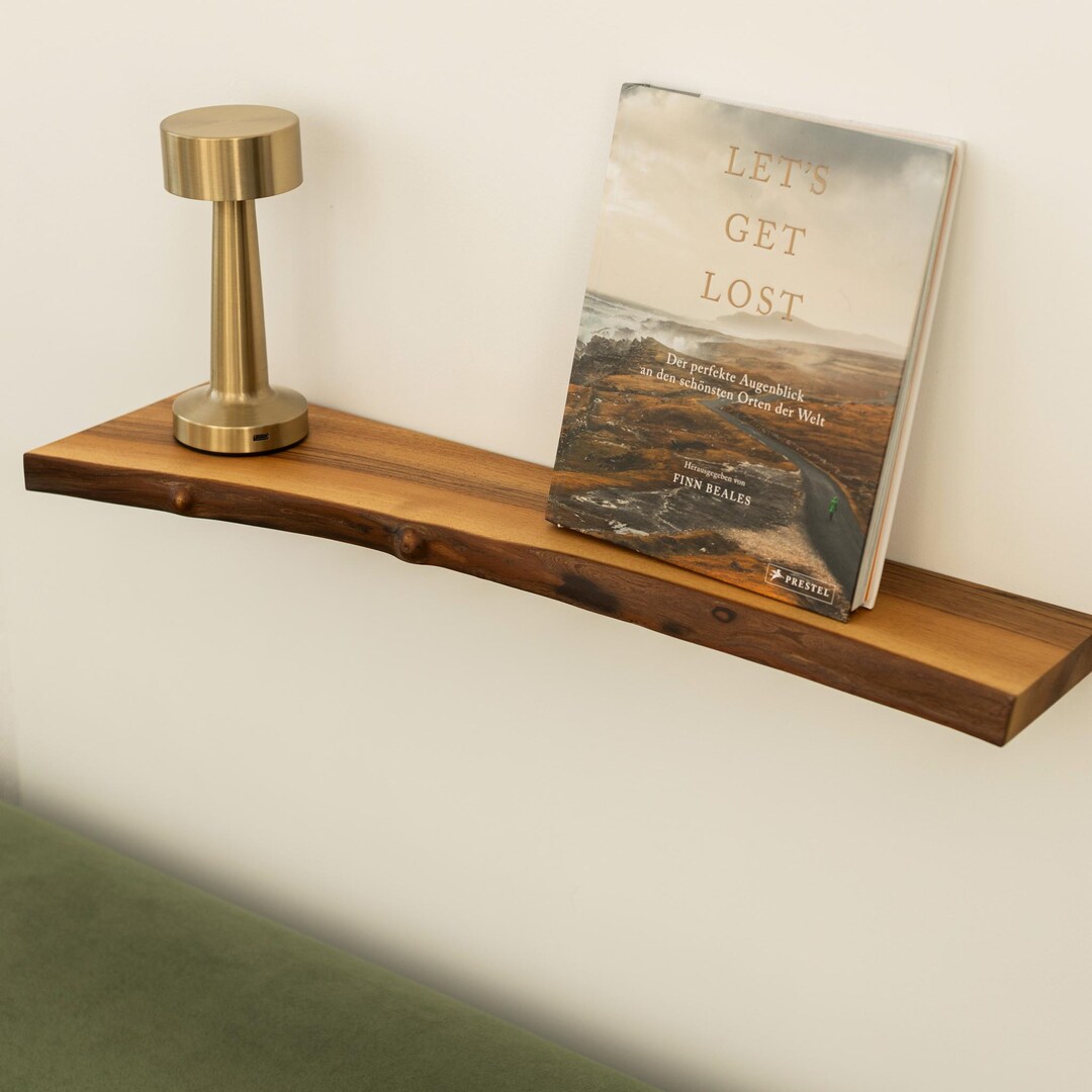 Walnut Floating Shelf Rounded Corners, Wall Shelves, Live Edge Shelf ...