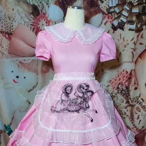 Gloomth Limited Edition Pink Maid Dress Outfit with Sheer Apron Sizes S-5XL Plus Size