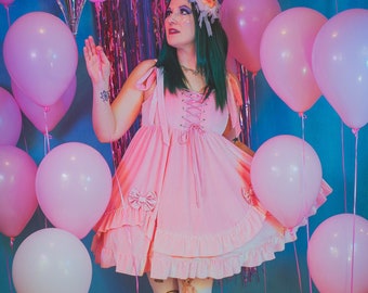 Gloomth Cupid Pastel Pink Velvet Gothic Lolita Dress Sizes S to 5XL In Stock