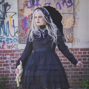 Gloomth Gothic Victorian Mourning Dress Sizes S to 6XL Available In Stock