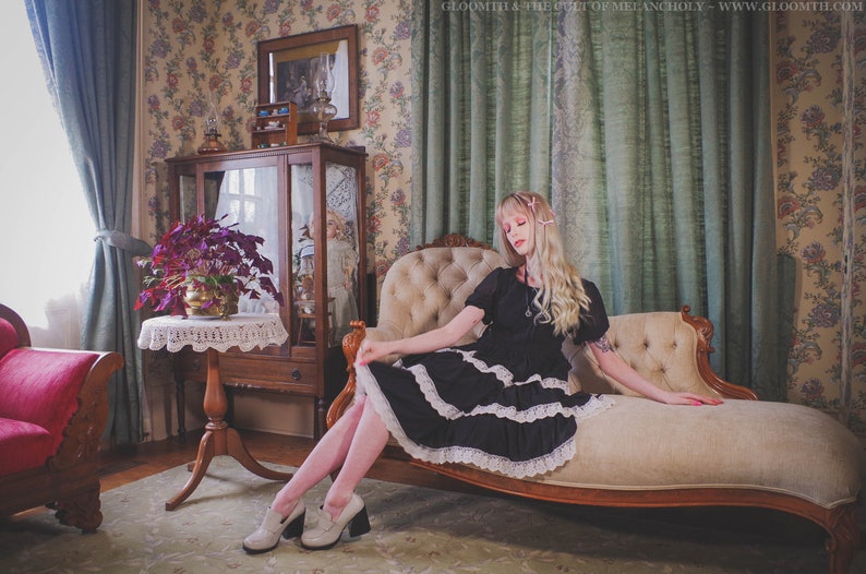 Gloomth Laudanum Tiered Chiffon Gothic Tea Party Dress Sizes S Etsy