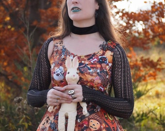 Gloomth Every Day is Halloween Vinage and Retro Halloween Collection Print Dress Sizes XS to 5XL Available