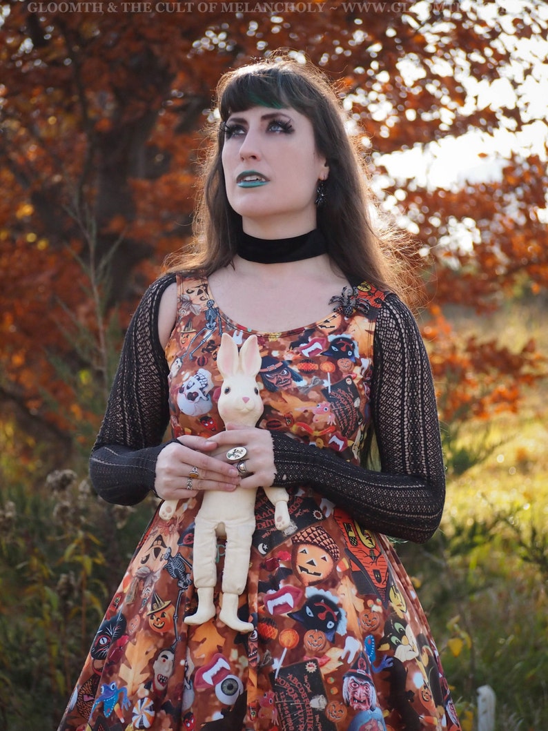 Gloomth Every Day is Halloween Vinage and Retro Halloween Collection Print Dress Sizes XS to 5XL Available image 1