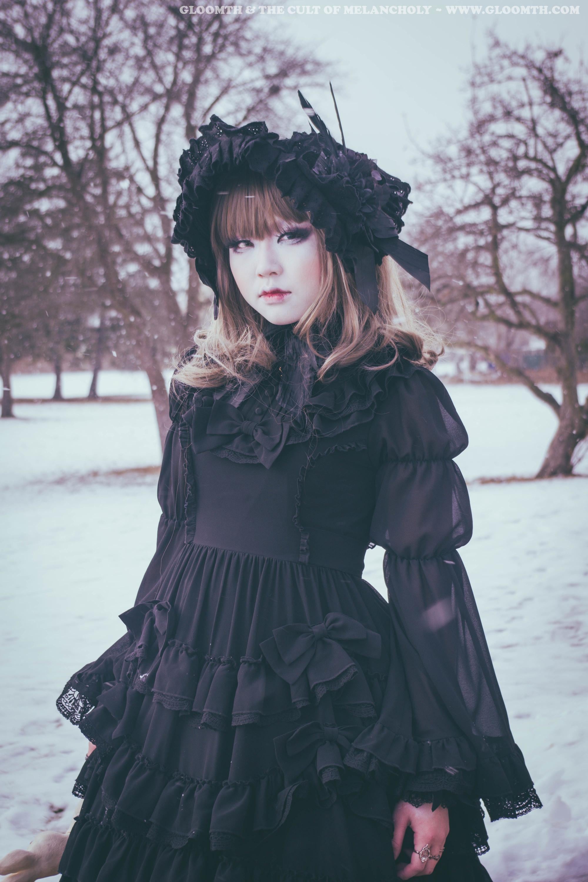 Gloomth Vampire Court Chiffon Gothic Dress With Bell Sleeves Sizes