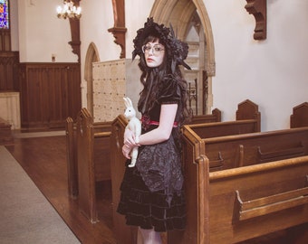 Gloomth October Black Velvet Gothic Lolita Teaparty Dress Plus Size