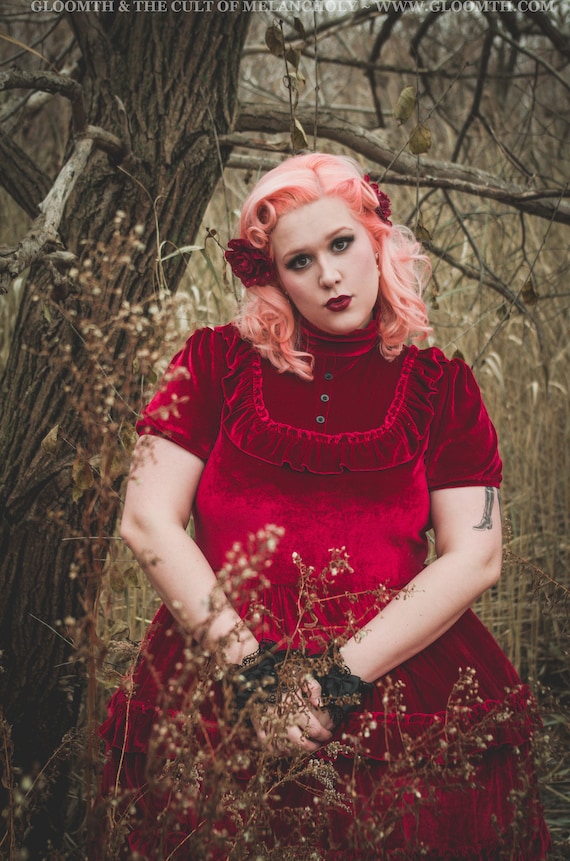 Plus Size Red Velvet Gothic Doll Dress - Dracula's Bride - Etsy