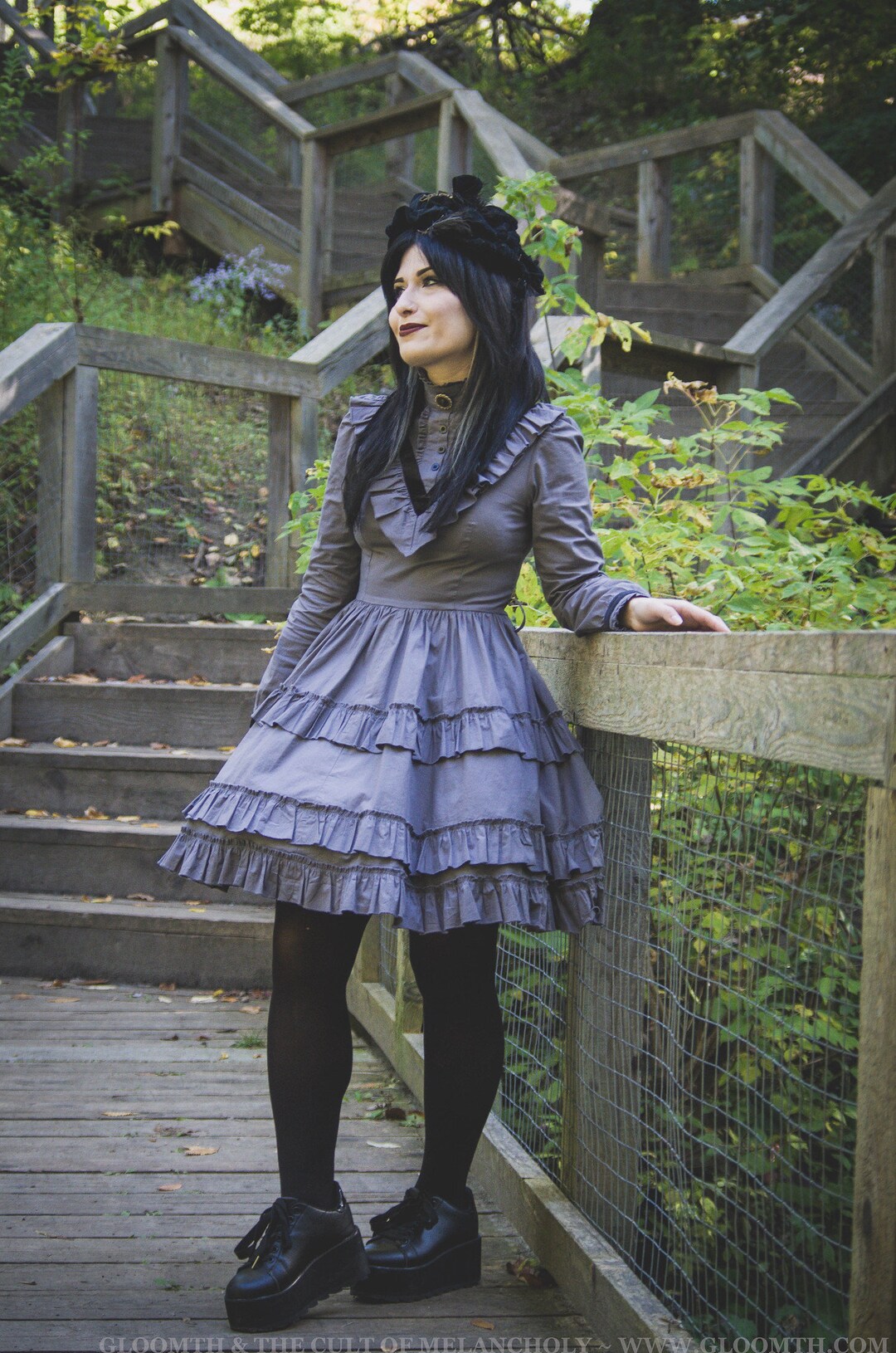 Gloomth Gothic Ghost Queen Grey Lolita Dress With Velvet Trim - Etsy