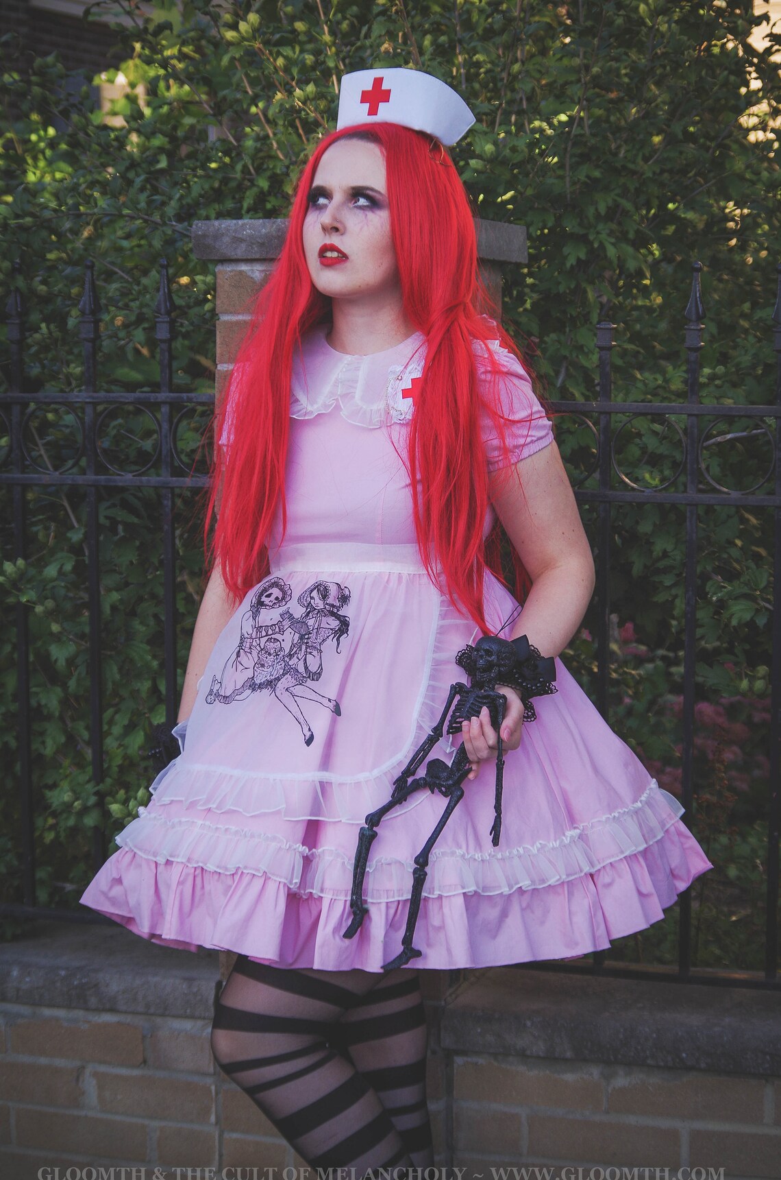 Gloomth Limited Edition Pink Maid Dress Outfit With Sheer Etsy