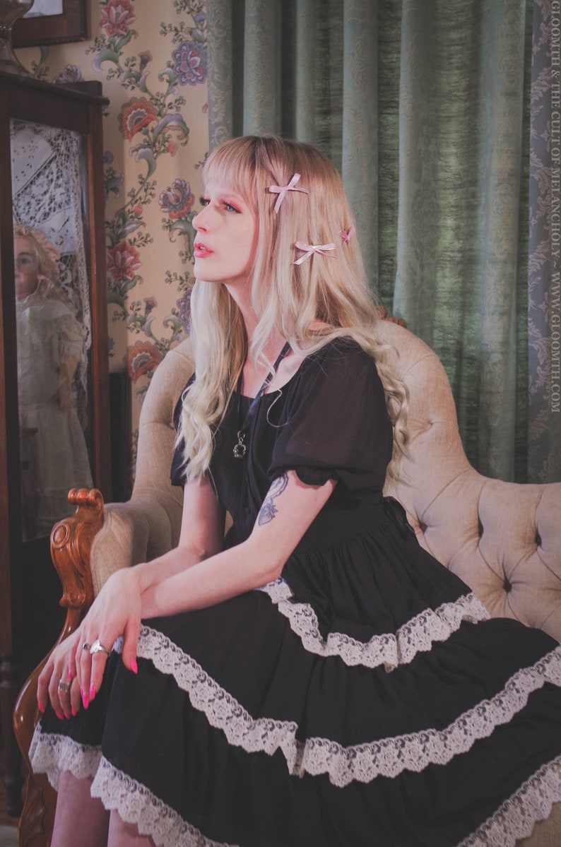 Gloomth Laudanum Tiered Chiffon Gothic Tea Party Dress Sizes S Etsy