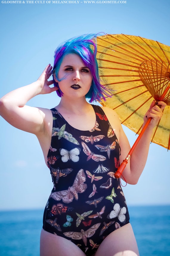 Plus size goth swimsuit hotsell
