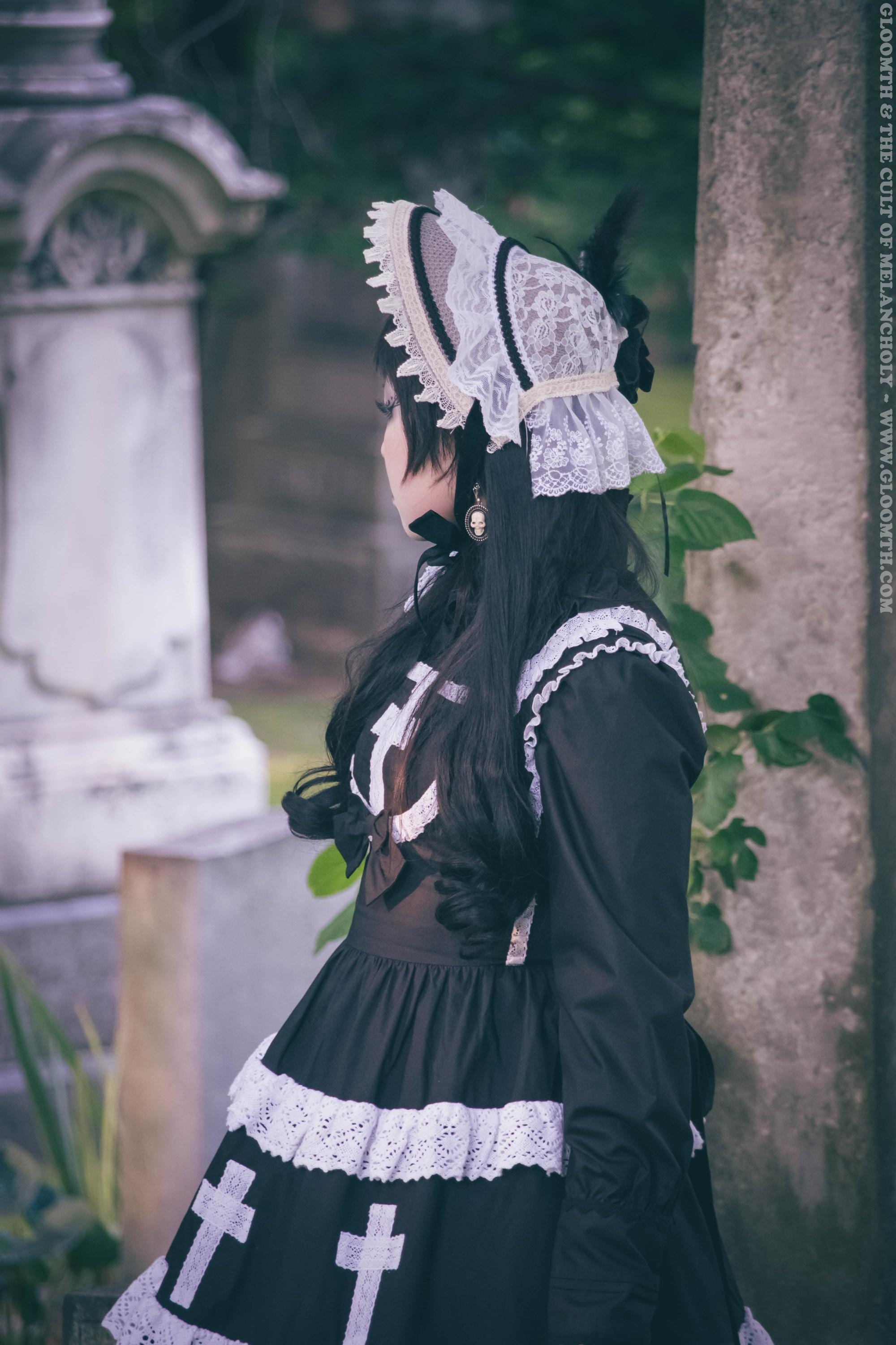 gothic lolita black and white crosses dress JSK♥Ready to Ship♥Cross Magic ♥ Gothic Lolita Dress – nbsama
