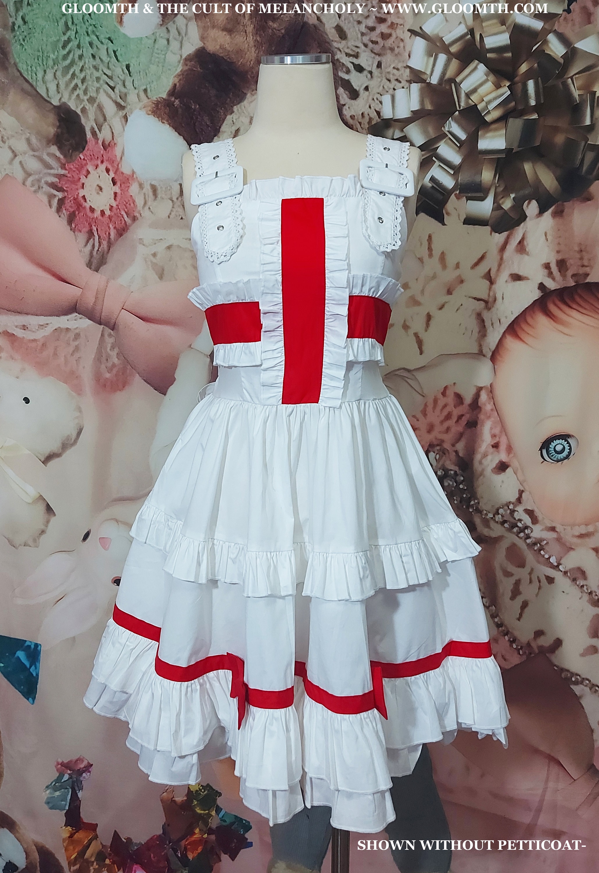Red and White Lolita Nurse JSK Dress With Buckle Straps - Etsy