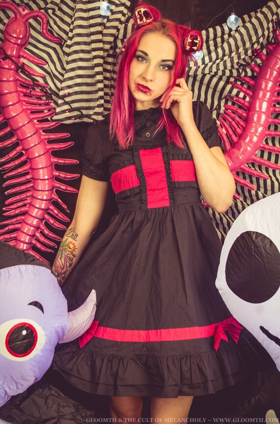 black and red nurse costume