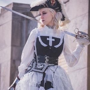 Gloomth Church Gothic Lolita Jsk Black Dress with White Lace Crosses Sizes S-6X
