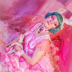 Abito da infermiera kawaii inquietante rosa e bianco Gloomth, taglie dalla S alla 5XL