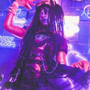 Gloomth Licorice Sheer Babydoll Gothic Dress Sizes S to 5XL