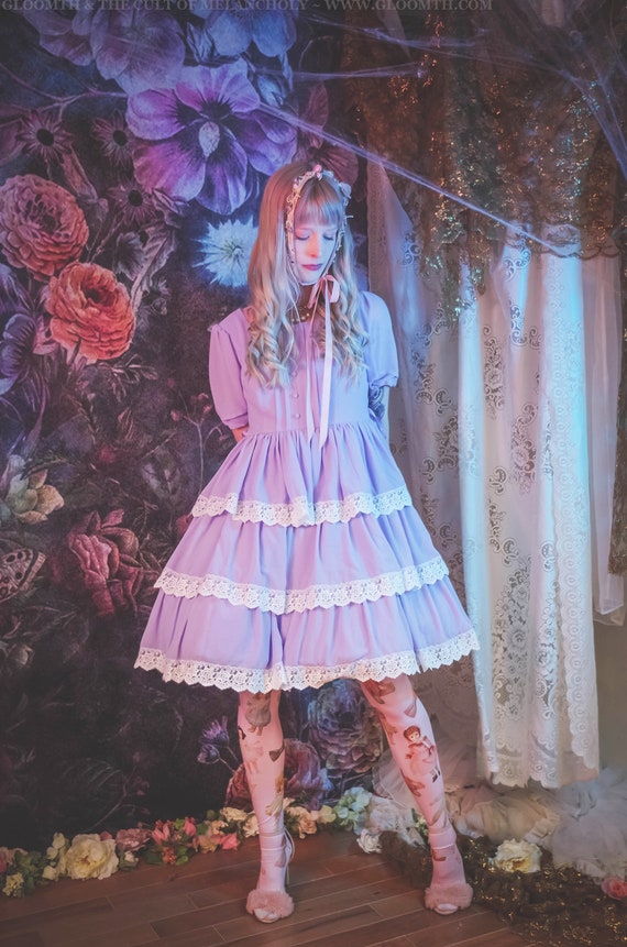 Gloomth Iris Tiered Pastel Purple Chiffon Lolita Dress Sizes S to