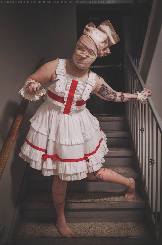 Red and White Lolita Nurse JSK Dress With Buckle Straps - Etsy Red and White Lolita Nurse JSK Dress With Buckle Straps - Etsy