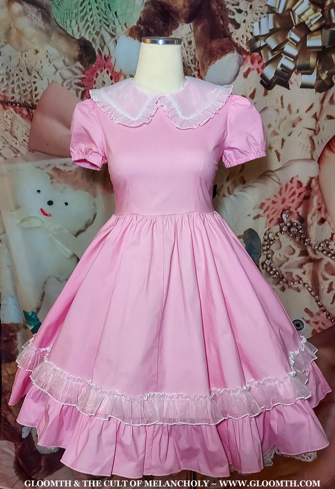 Gloomth Limited Edition Pink Maid Dress Outfit With Sheer Etsy