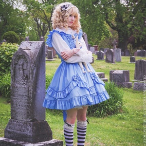 Gloomth Alice's Tränenlache Ärmelloses Lolita Kleid aus Baumwolle Größen S bis 5XL