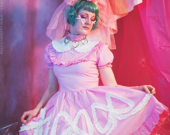 Gloomth Strawberry Milk Pink Lolita Dress with Embroidered Skull Sizes S to 5XL