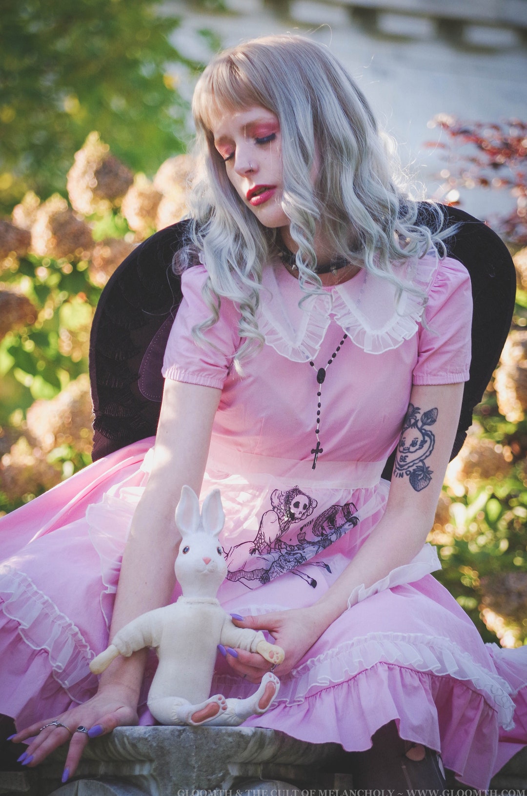 Gloomth Limited Edition Pink Maid Dress Outfit With Sheer Etsy