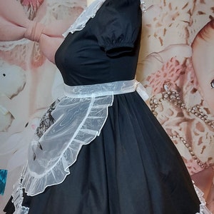 Gloomth Black White Maid Dress Outfit With Sheer Apron With - Etsy