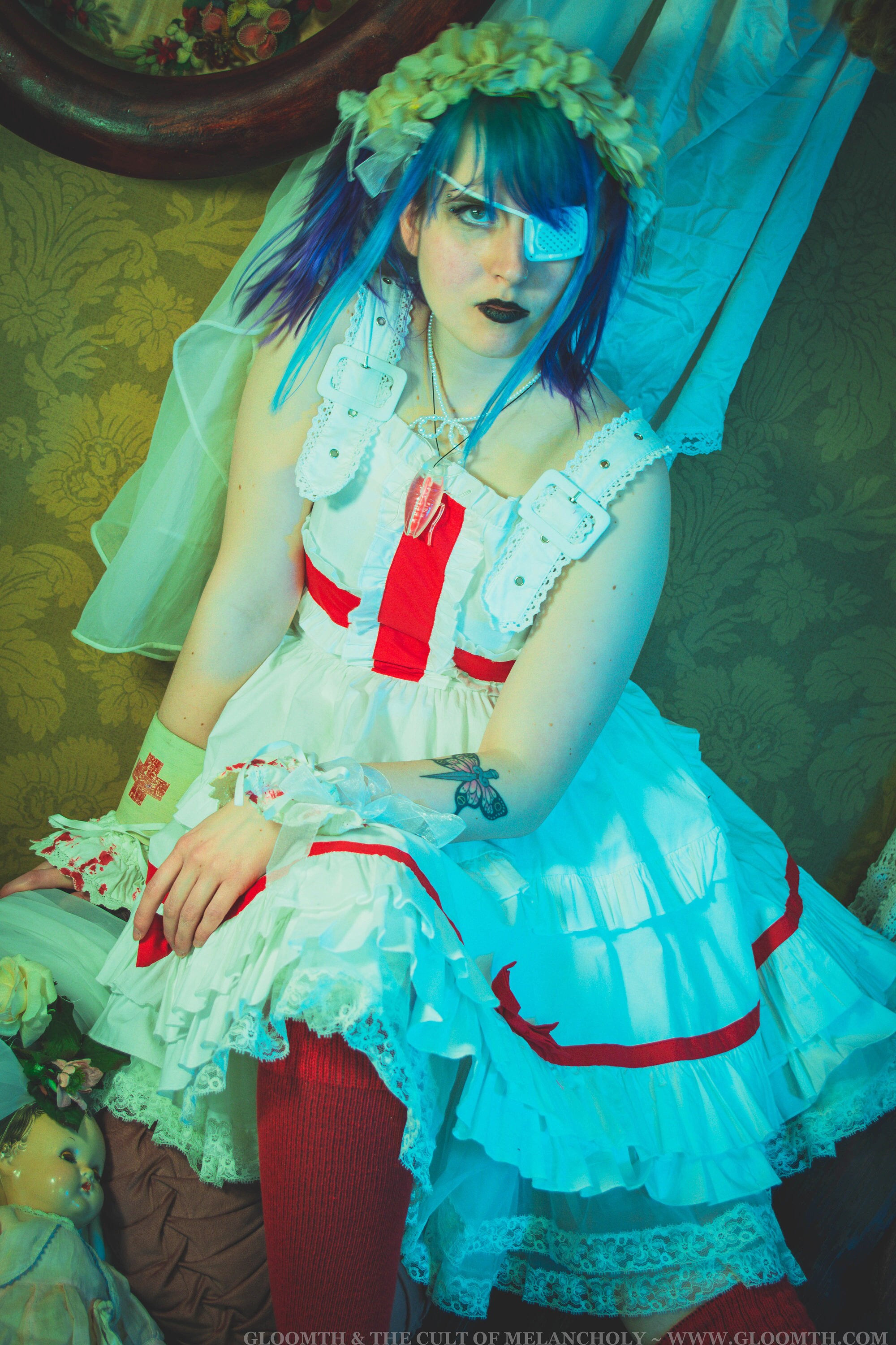 Red and White Lolita Nurse JSK Dress With Buckle Straps - Etsy