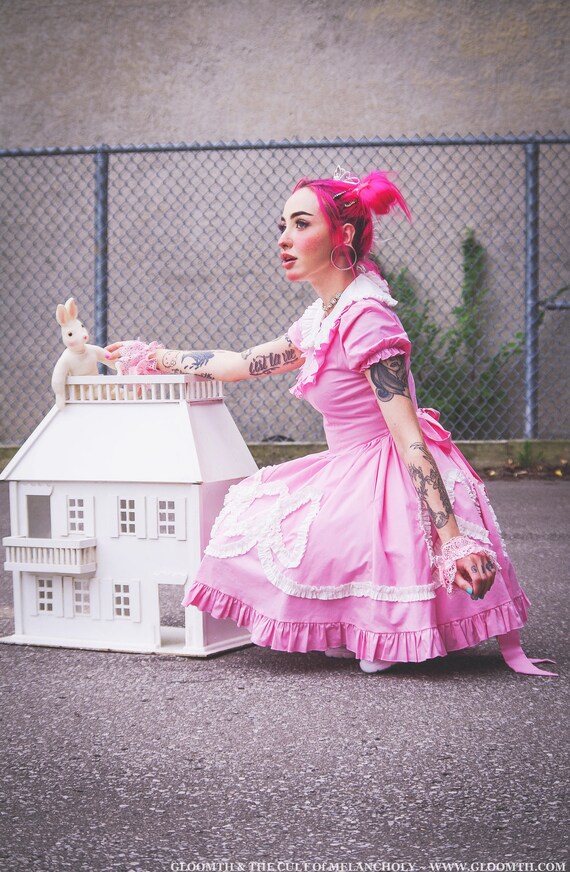 pink dress with skulls Our J-Fashion Plus Size Y2K Baddie Tattoo Skull & Rose Print Mini Dress is  such a vibe