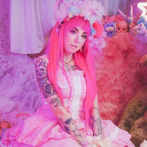 Gloomth Pink and White Creepy Kawaii Nurse Dress Sizes S to 5XL
