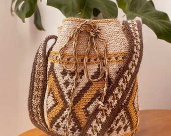 Grand sac WAYUU les plus vendus, sac à bandoulière original au crochet, sac seau colombien fait main, sac à main éthique, mochila de fabrication artisanale