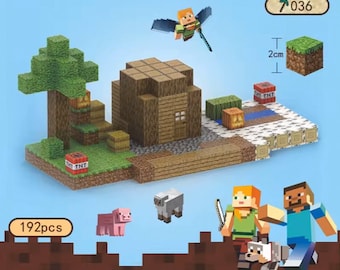 Minecraft Magnetic Building Blocks Wooden House Set *192 Pcs*