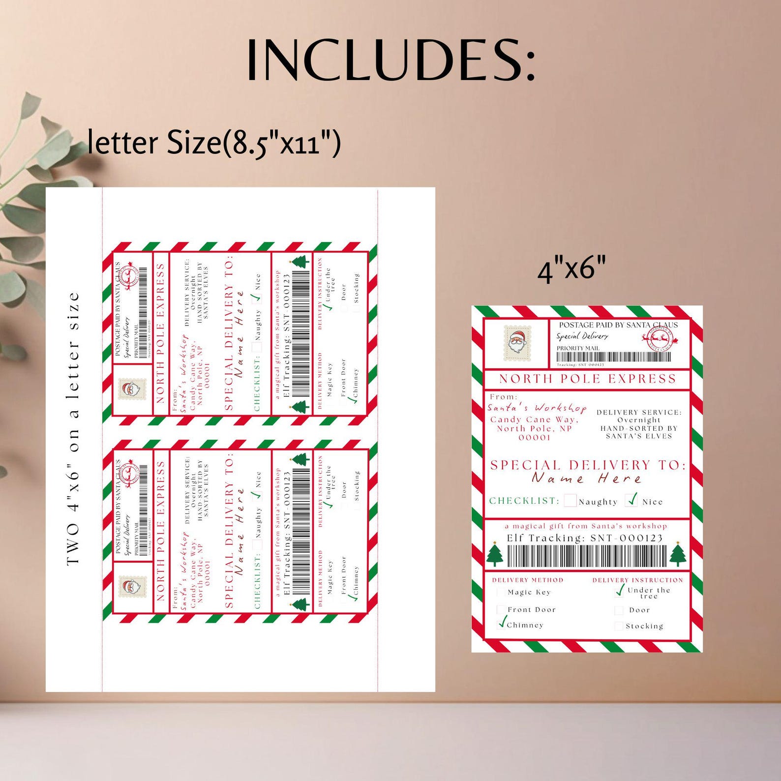 Editable Santa Shipping Label Template North Pole Mail (canva) Etsy