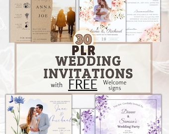 結婚式招待状Canvaテンプレート、編集可能な招待状バンドル（PLR）