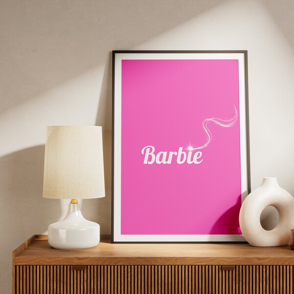 Barbie pink Wall Print Poster, red and black finger Retro Wall Decor, Quote typography, Downloadable, Preppy room decor, Dorm decor, Digital