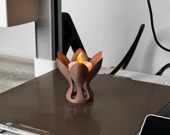 3D Printed Lotus Flower Tealight Holder – Minimalist Home Decor