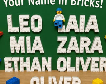 Custom LEGO Style Name Sign • 3D Printed Brick Letters