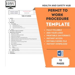 Permit to Work Procedure Template | Safety Management | PTW Safety Word