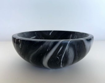 Handmade Decorative Black Marble Serving Bowl - Unique Bowl Crafted From Solid High Quality Marble - Decorative Bowl Made From Stone