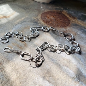 Handmade Chain Necklace, Hand-forged Silver Necklace, Luxe Artisan Silver Chain, Chunky Raw Silver Links, Oxidized Fine Silver One of a Kind