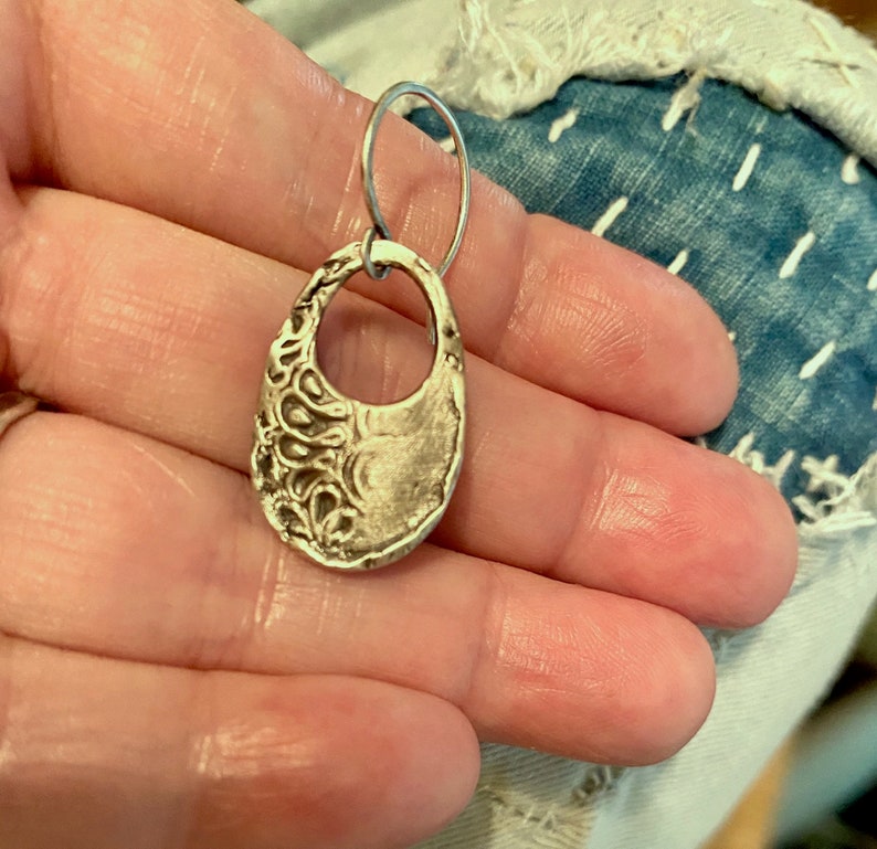 Kashmir Earrings Modern Rustic Silver Earrings Boho Silver Dangle Earrings Handmade Romantic Jewelry