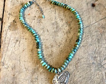 Silver Sea Turtle Necklace, Turquoise Beaded Sea Turtle Necklace, Sea Turtle Beach Jewelry, Silver Sea Turtle Pendant