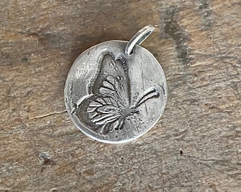 Silver Monarch Butterfly Necklace,Hand Stamped Pendant Only, Design Your Own Necklace, Nature Lover Jewelry, Animal Totems and Charms