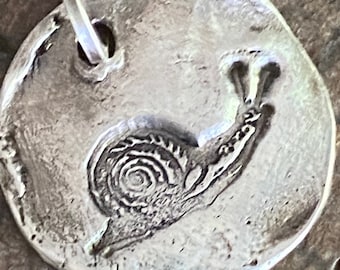Silver Snail Medallion,Hand Stamped Silver Jewelry, Spirit Animal Pendant, Design Your Own Necklace, Snail Totem Charm, Jes Maharry Starter