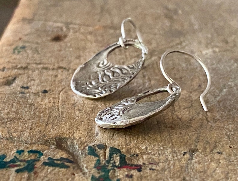 Kashmir Earrings Modern Rustic Silver Earrings Boho Silver Dangle Earrings Handmade Romantic Jewelry