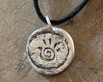 Handmade Fine Silver Handprint Charm, Spiral Hand Pendant, Protection Talisman